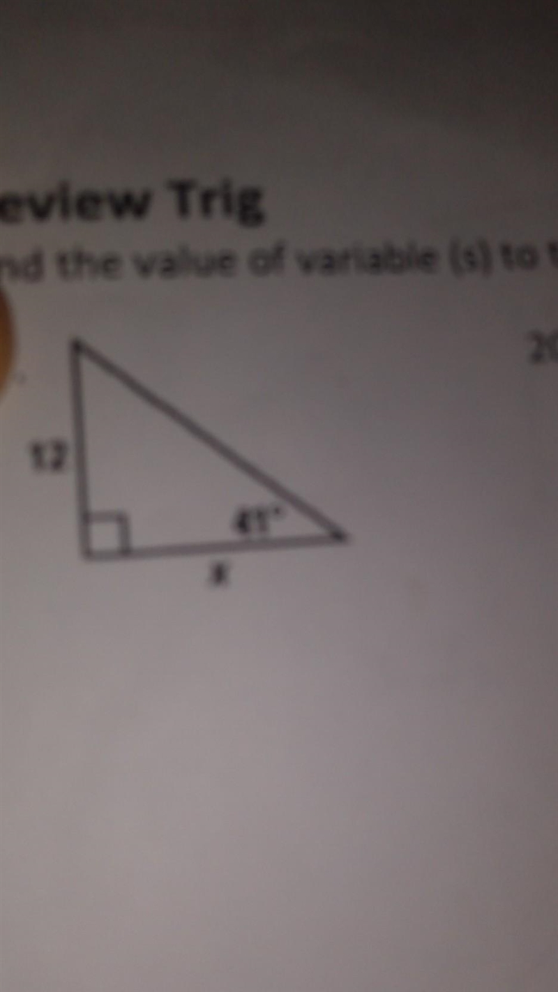 Need help with trig. find the value of variable to the nearest tenth​-example-1