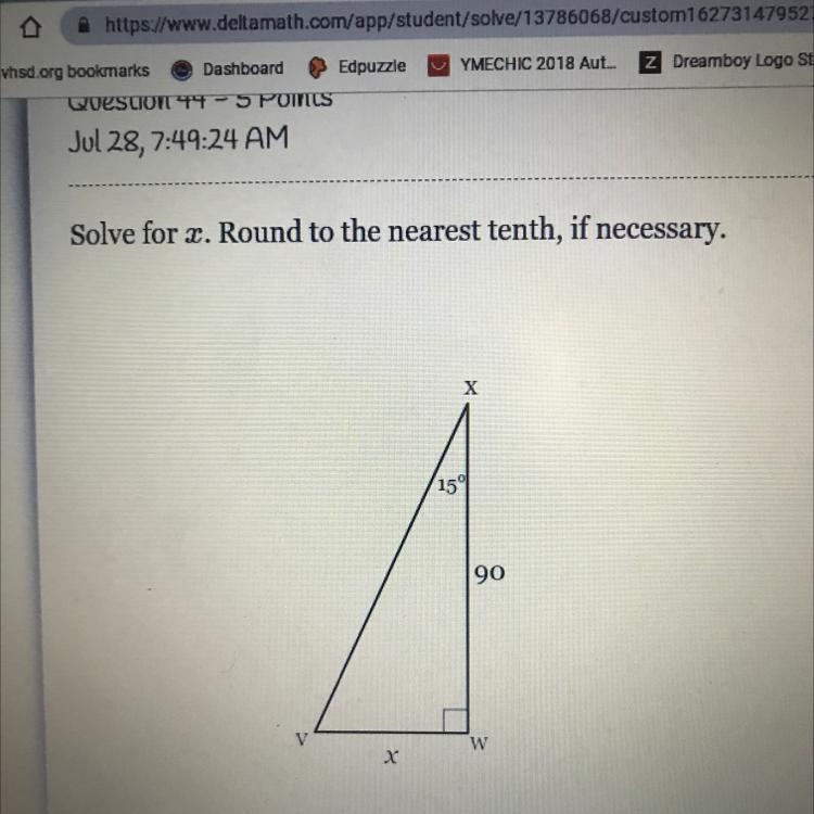 Solve for x . Round to the nearest tenth, if necessary.-example-1