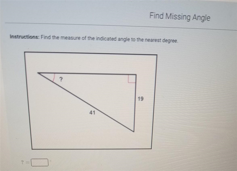 Find the measure of the indicated angle to the nearest degree​-example-1