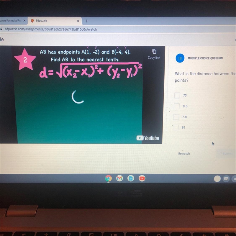 What is the distance between the two points?-example-1