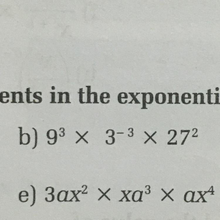 Question No.b Find the products or quotient in the exponential forms by using law-example-1