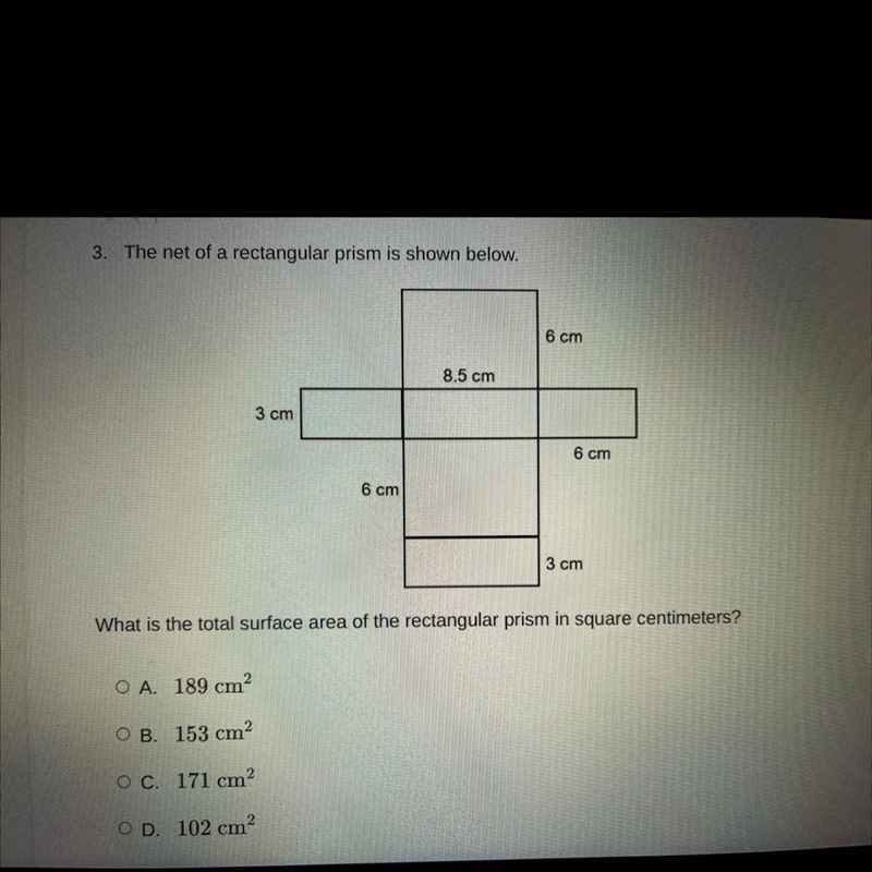 What is the total surface area of the rectangular prism in square centimeters?-example-1