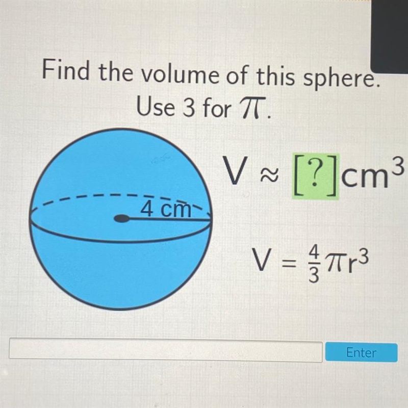 Find the volume of the sphere please help-example-1