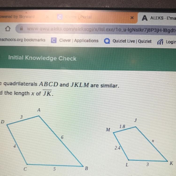 Find the length x of JK . hurrryyyy-example-1