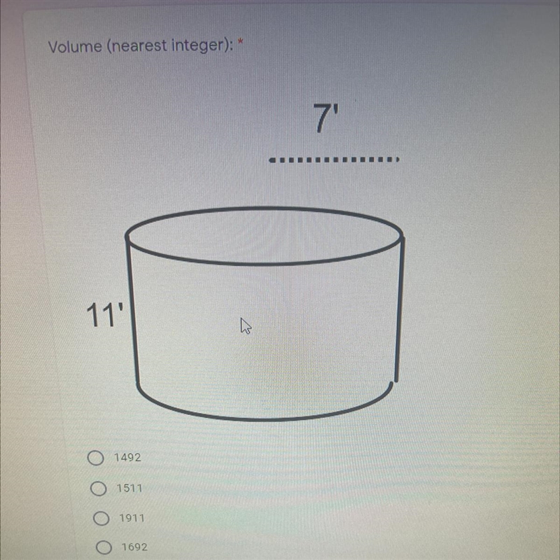 Find the Volume (nearest integer):*-example-1