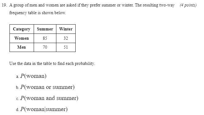 A group of men and women are asked if they prefer summer or winter. The resulting-example-1