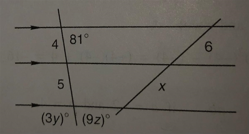 Need help ASAP!!! Find X,Y, and Z. Show work.-example-1