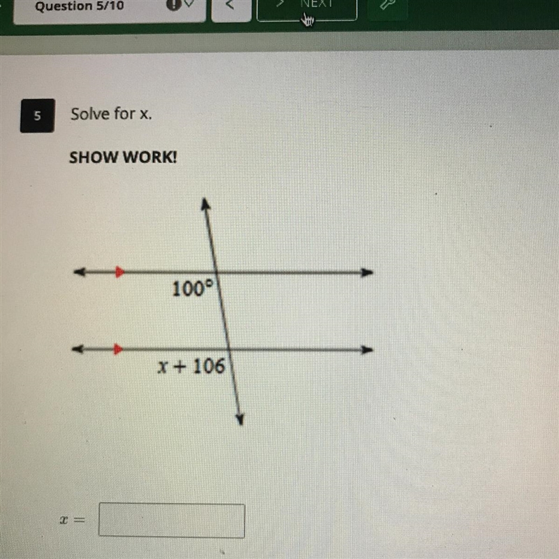 Solve for x using the image (show work)-example-1