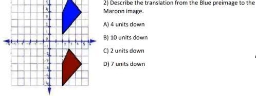 Describe the translation between the blue pre-image and the Maroon image. (Multiple-example-1