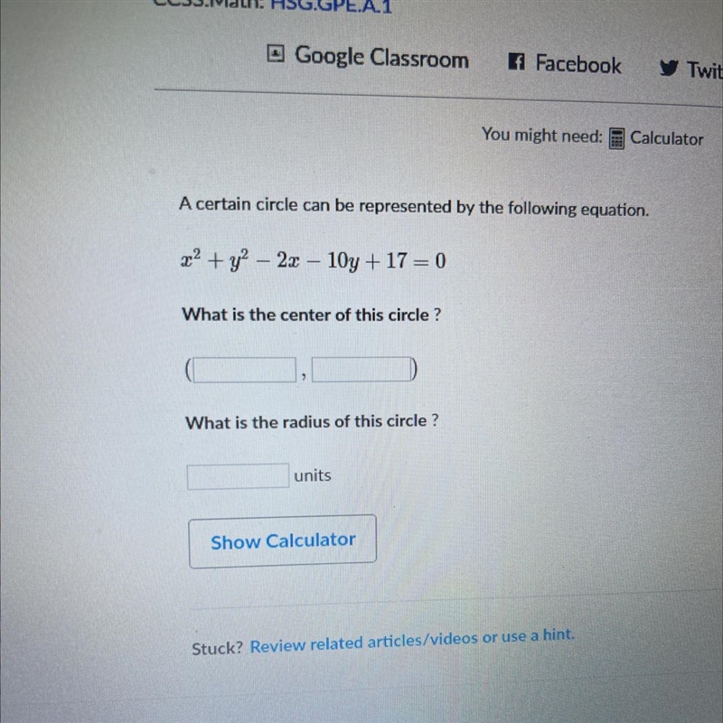 I need help Center? Radius?-example-1