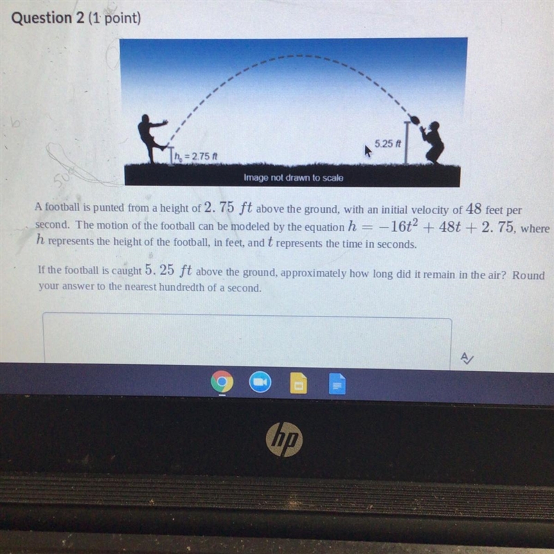 . A football is punted from a height of 2.75 ft above the ground, with an initial-example-1