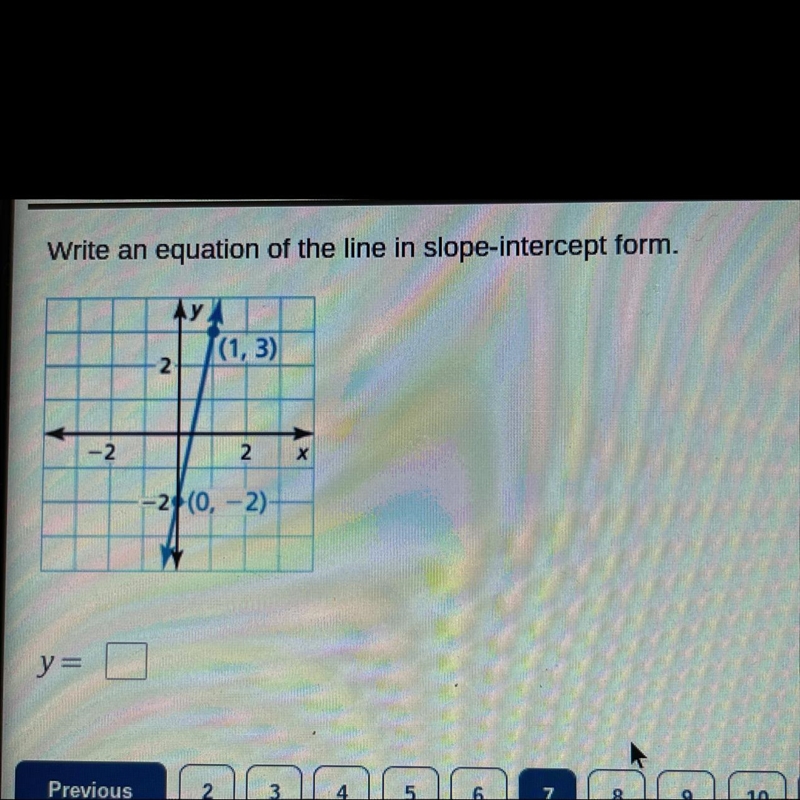 Write an equation of the line in slope-intercept form.-example-1