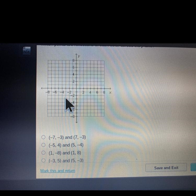 Which points are reflections of each other across the y-axis? 8 -2 2 4 8 8 X -- -B-example-1