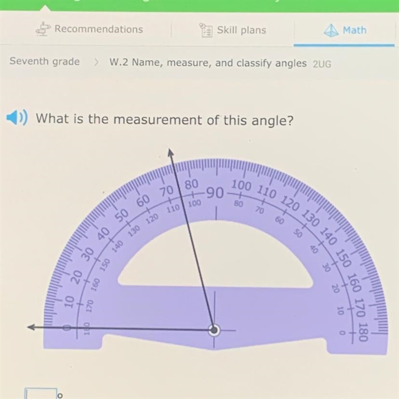 What is the measurement of this angle?-example-1