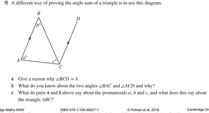 A different way of proving the angle sum of a triangle is to use diagram-example-1