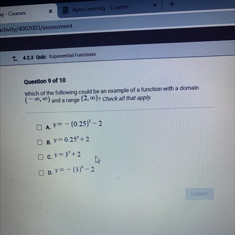 Which of the following could be an example of a function with a domain (-infinity-example-1