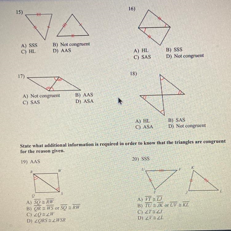 State what additional information is required in order to know that the triangles-example-1