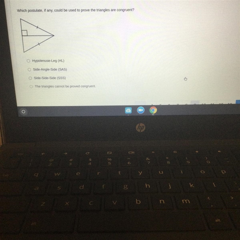 HELP QUICK PLEASE! Which postulate, if any, could be used to prove the triangles are-example-1