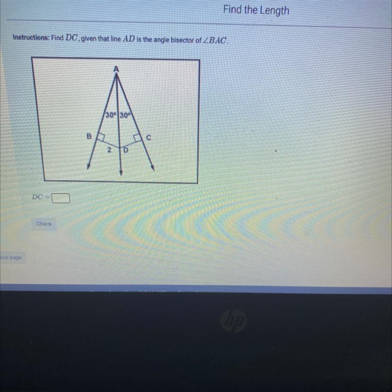 Find DC, given that line AD is the angle bisector of-example-1