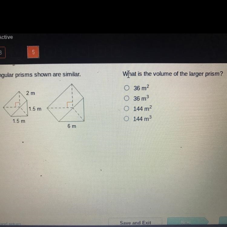 The two triangular prisms shown are similar What is the volume of the larger prism-example-1