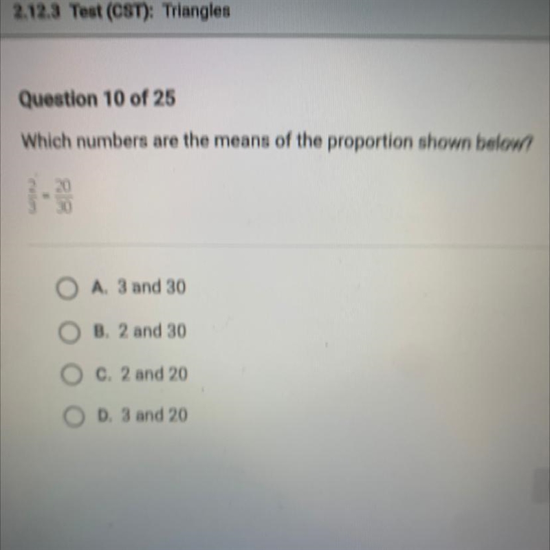 Which numbers are the means of the proportion shown-example-1