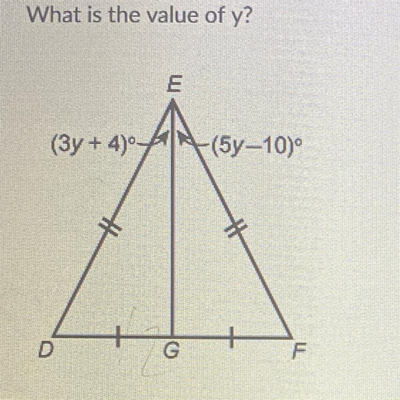 What is the value of y? E (3y + 4) (5y-10) A.)7 B.)5.5 C.)1.75 D.)6-example-1