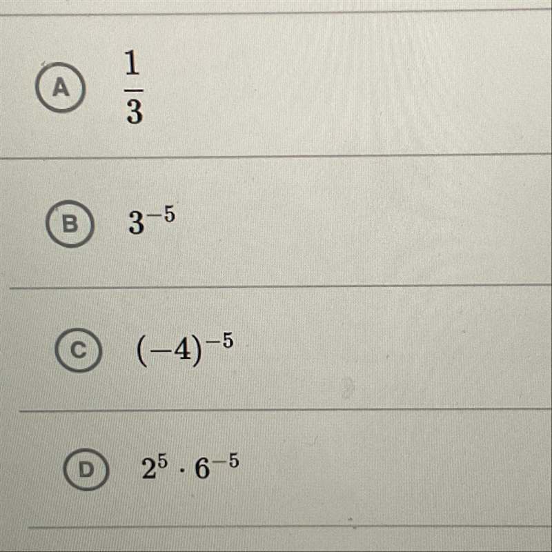 Which expressions are equivalent to 2^5/6^5-example-1