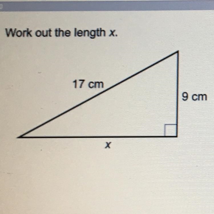 Work out the length x. 17 cm 9 cm-example-1