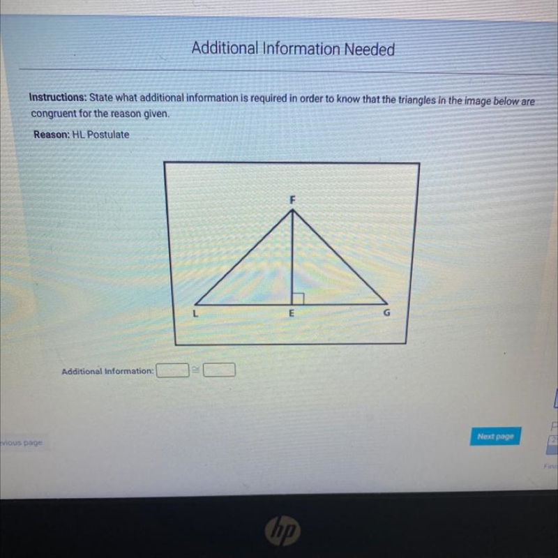 State what additional information is required in order to know that the triangle in-example-1