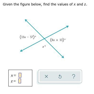 Please provide the answer for the x and z as seen in the image-example-1