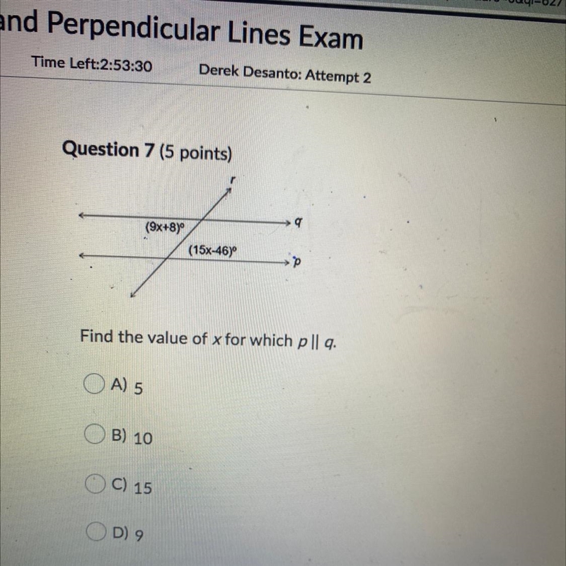 Find the value of x for which pll q.-example-1