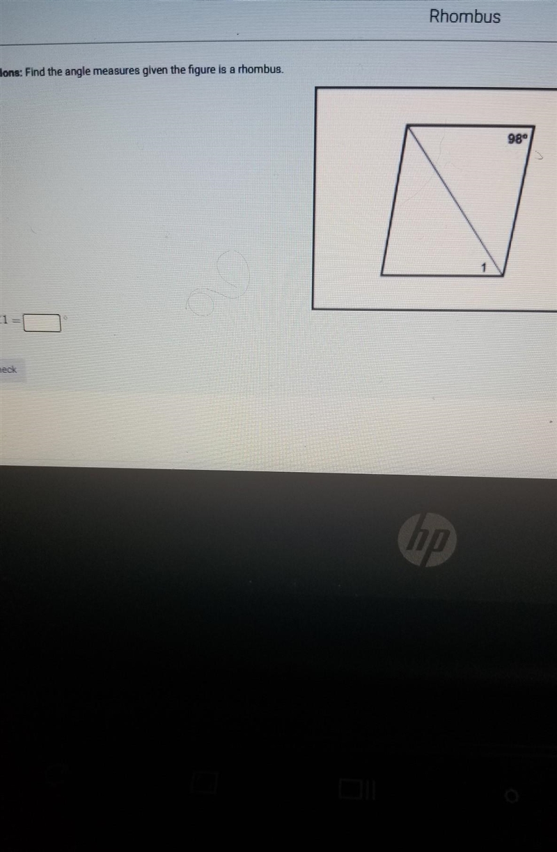 Find the angle measures given the figure is a rhombus.​-example-1