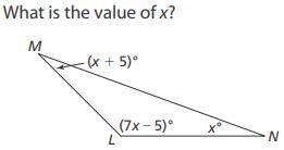 What is the value of x? x = 25 x = 180 x = 135 x = 20-example-1