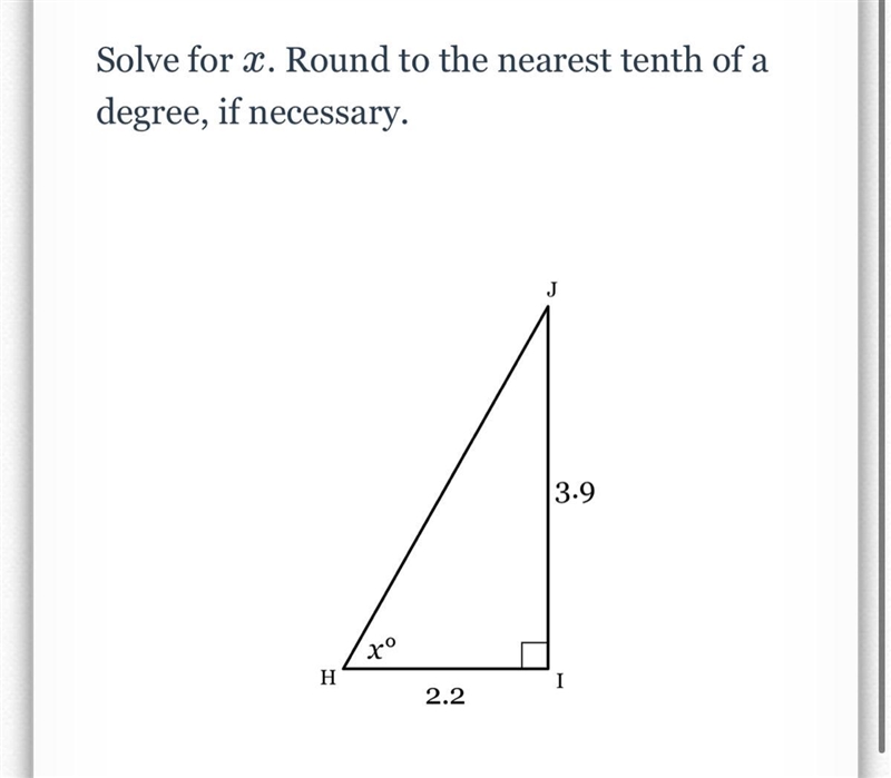 Solve for x. Round to the nearest tenth of a degree, if necessary.-example-1