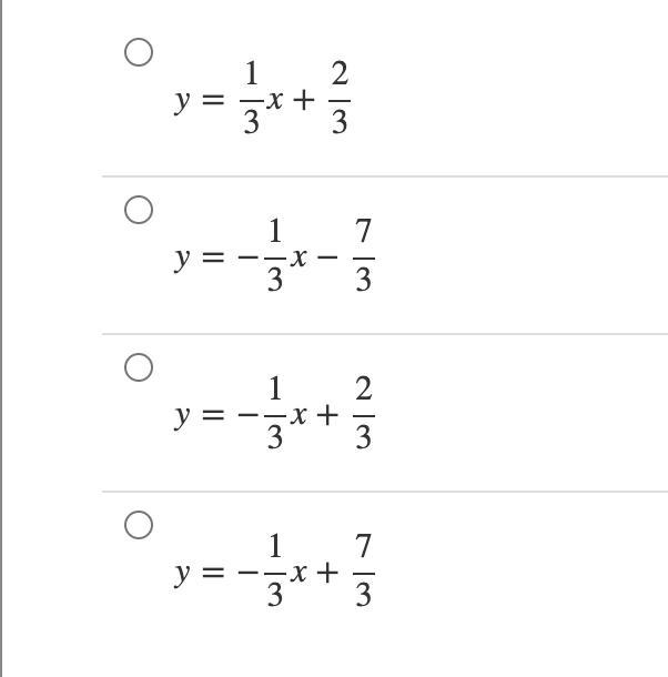 Identify the equation that describes the line in slope-intercept form. slope =−1/3, point-example-1