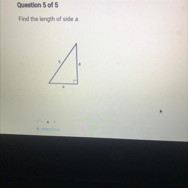 Find the length of side a. 5 a-example-1