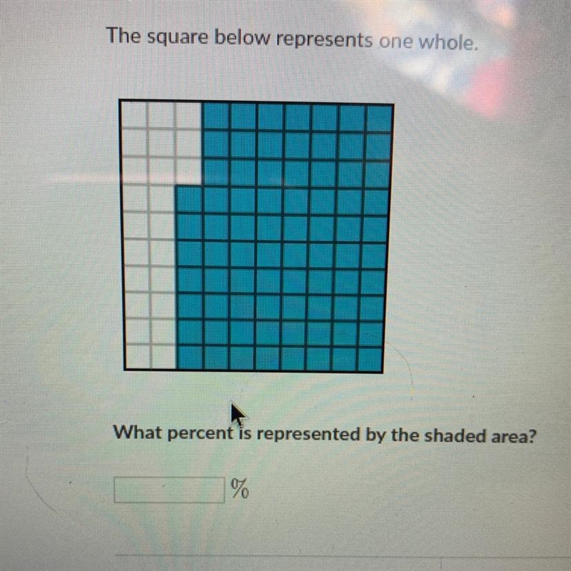 The square below represents one whole. What percent is represented by the shaded area-example-1