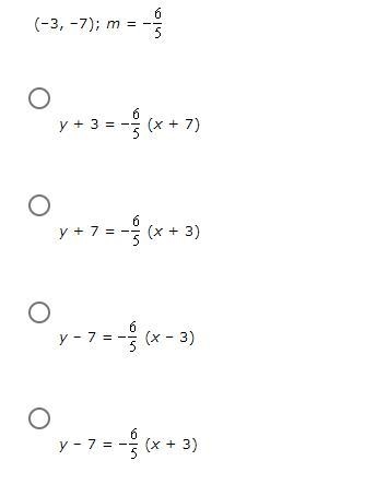 Write an equation in point-slope form for the line through the given point with the-example-1