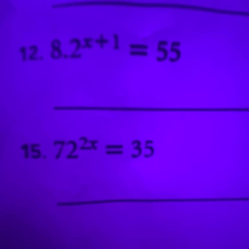 12. 8.2 (x+1) = 55 15. 72 (2x) = 35-example-1