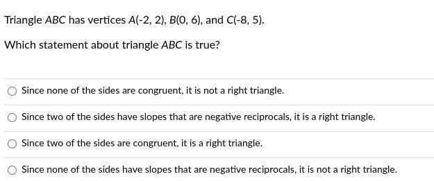 Which statement about triangle ABC is true?-example-1