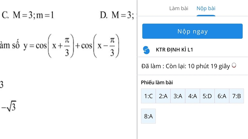 Tìm giá trị lớn nhất giá trị nhỏ nhất Cos(x+π/3)+ cos(x-π/3)-example-1