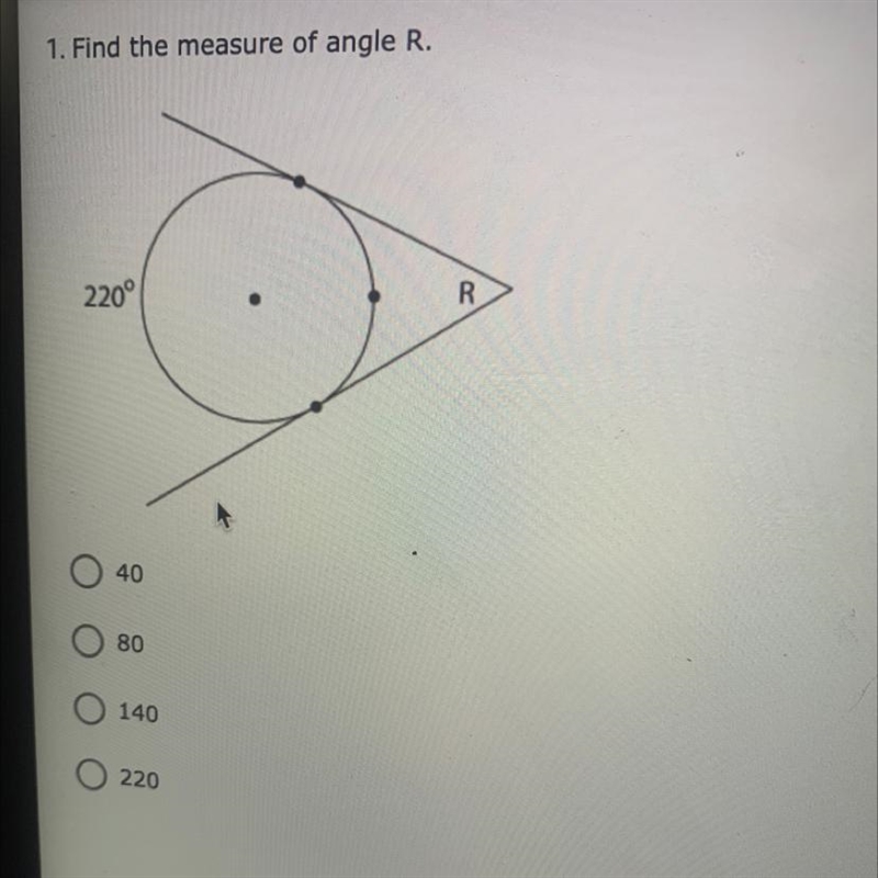 1. Find the measure of angle R.-example-1