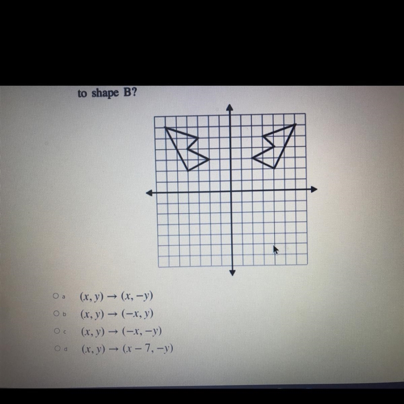 Which of the following is the correct mapping for shape A and shape B?-example-1