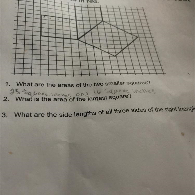 3. What are the side lengths of all three sides of the right triangle?-example-1