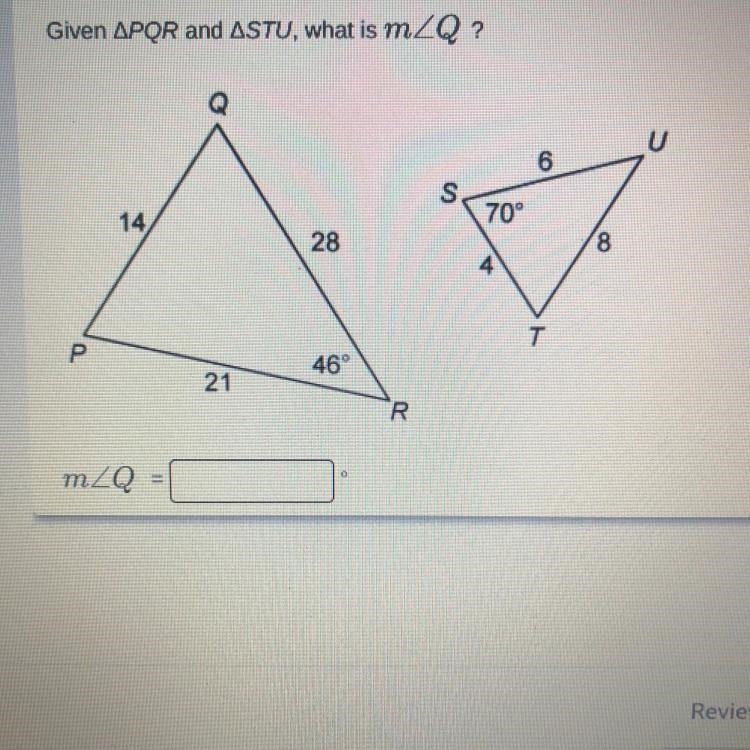 Given APQR and ASTU, what is mZQ ?-example-1