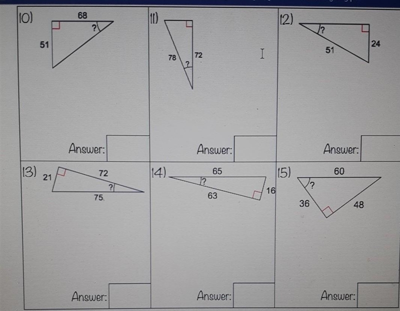 finding angle measures with trig. Find the missing angle measures. Round to the nearest-example-1