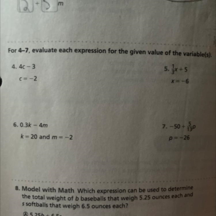 Help a Brother Out On The evalute expressions-example-1