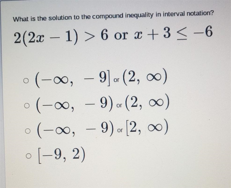 What is the solution to the compound inequality in interval notation​-example-1