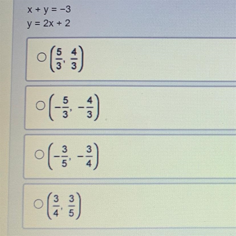 Question 4(Multiple Choice Worth 4 points) . (08.03)Solve the system of equations-example-1