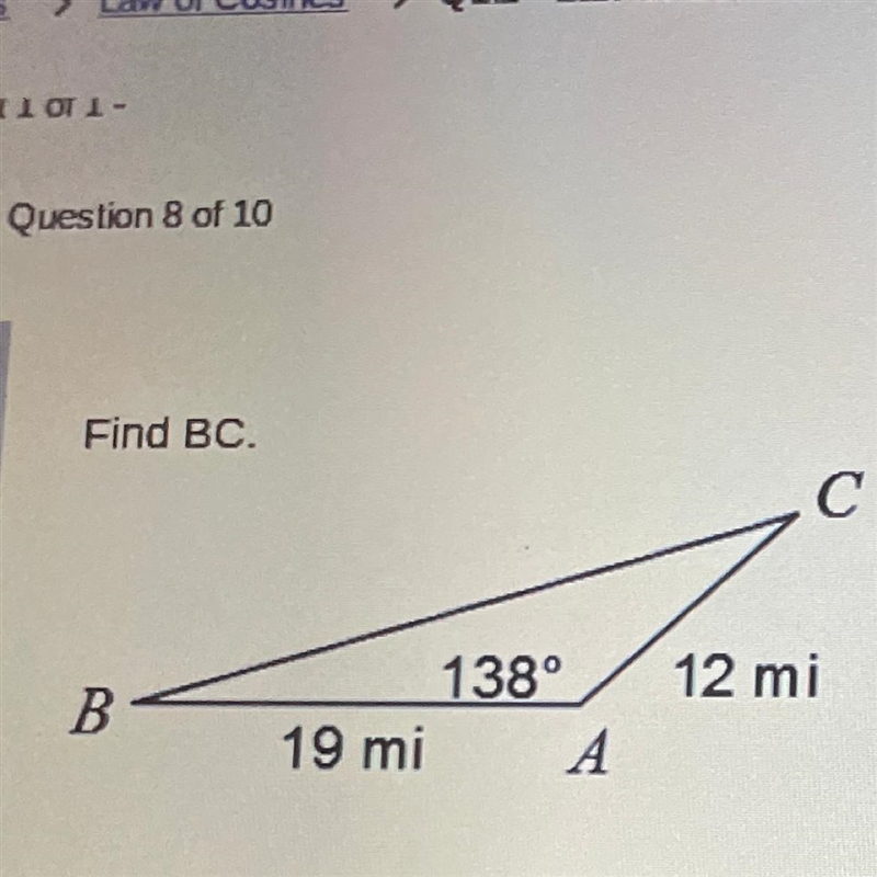 Find BC. PLEASE HELP ASAP!! A. 28 in B. 29 in C. 30 in D. 22.5 in-example-1